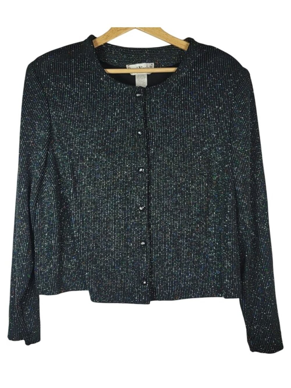 Ronni Nicole Sparkle Jacket Black 20W Button Black Tie Evening Cocktail Vintage